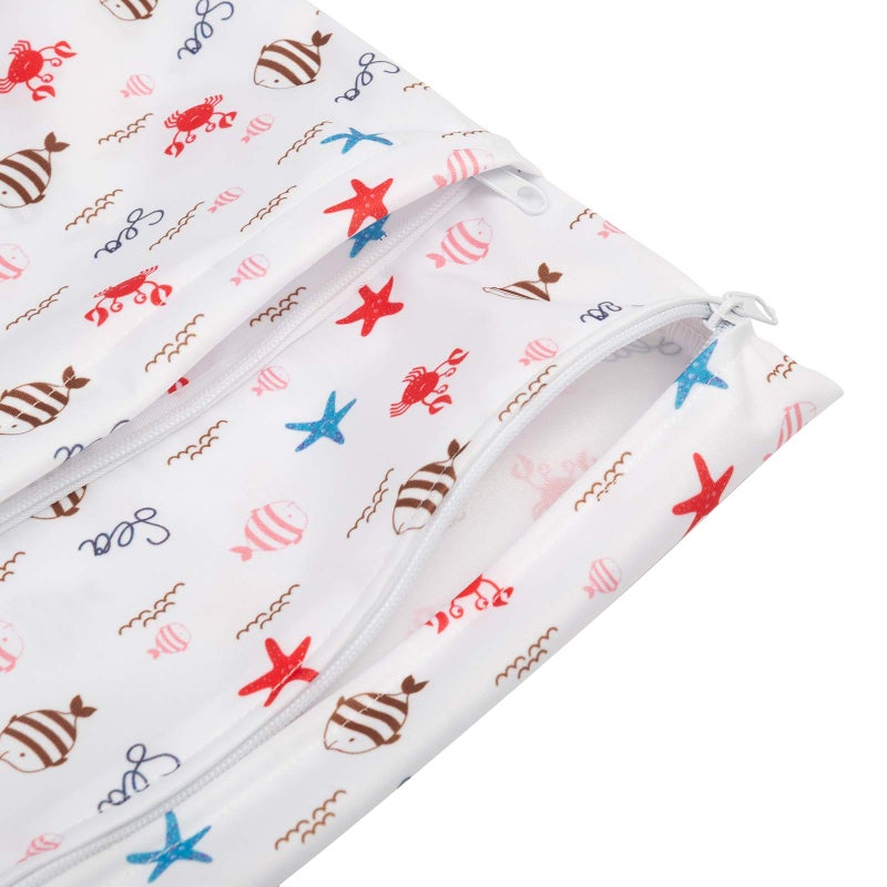 ALVABABY 2pcs Cloth Diaper Wet Dry Bags Waterproof Reusable with Two Zippered Pockets Travel Beach Pool Daycare Soiled Baby Items Yoga Gym Bag for Swimsuits or Wet Clothes LX-YK6163 - Image 5
